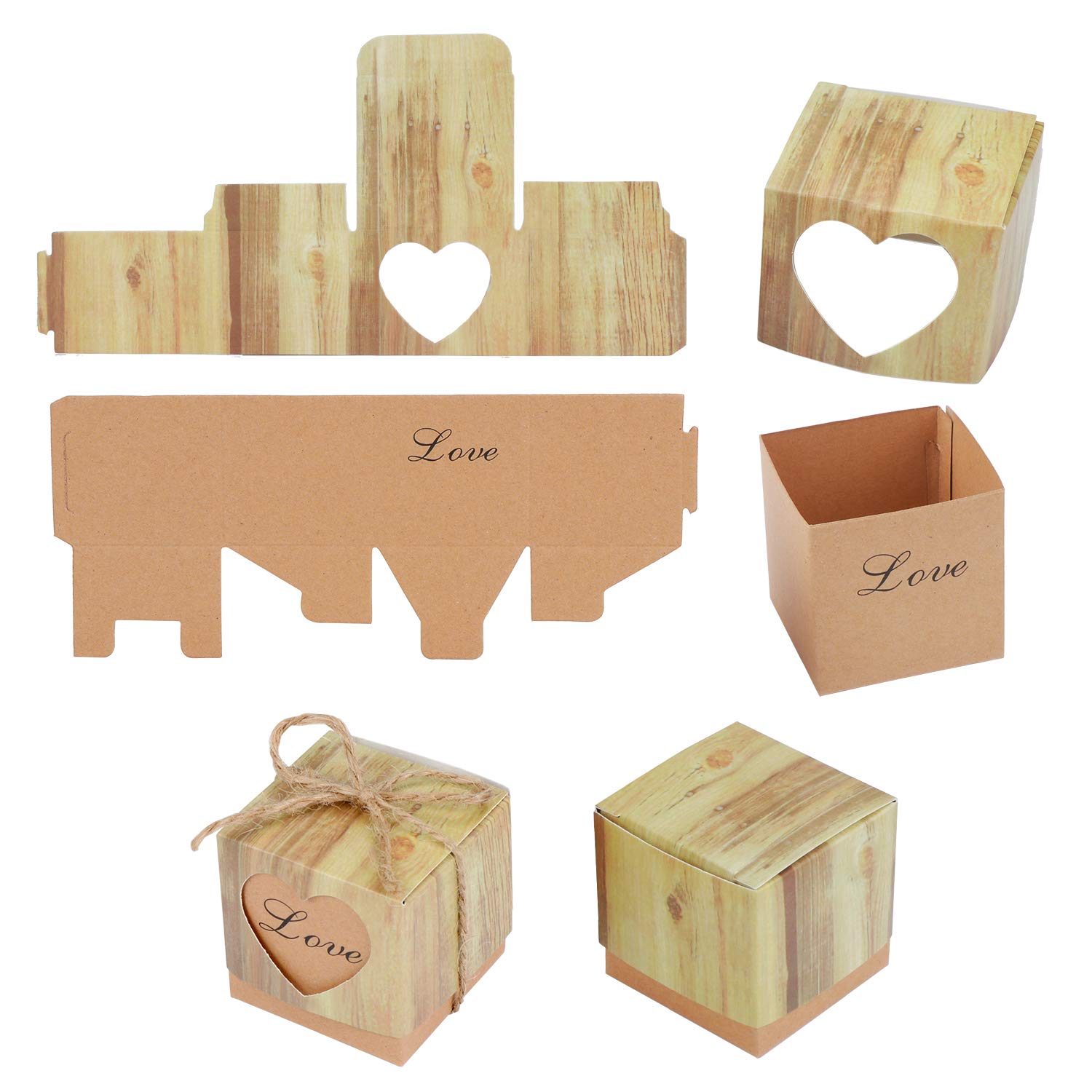 50 Pièces Boîte De Cadeau Papier Kraft, Boîte De Bonbons Papier