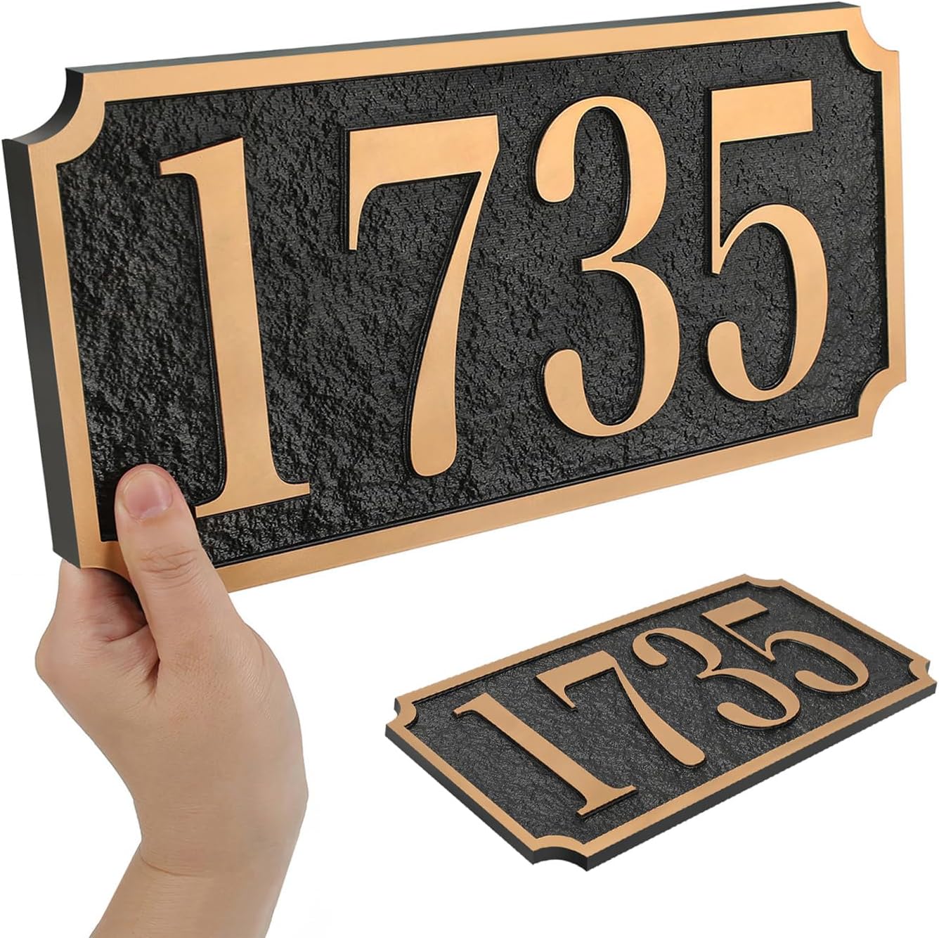 Address Plaque Notched Style - 12'' x 5.9'' Custom Address Sign for House,House Number Plaque Sign for Outside House,Driveway,Mailbox Easy Installation Metal & Large Options (Style 5)