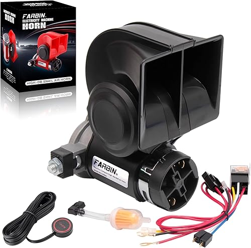 Miniatura 8 de FARBIN Bocina para automóvil de 12 voltios  24 voltios, 150 db, bocina de aire de muy alto volumen, con compresor, bocina de auto compacto, con