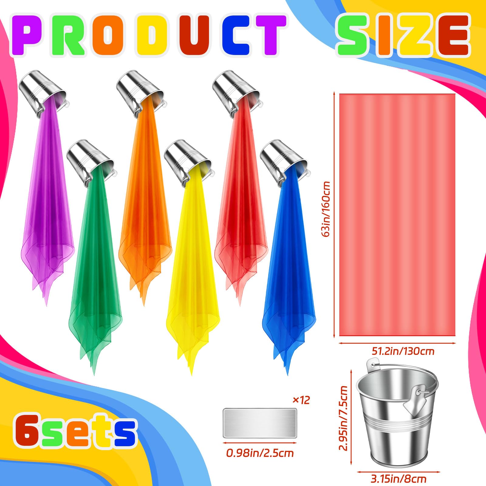 6 Sets Rainbow Sheer Curtains for Back to Classroom Colorful Backdrop Curtains Set First Day of School Party Decor for Kindergarten Daycare Primary School Bedroom Playroom Room