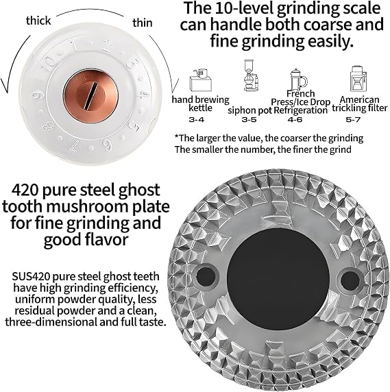 Coffee Grinder Electric,Stainless Steel Coffee Bean Grinders,10 Gear Grinding Roughness Adjustable Automatic Coffee Bean Grinder,250g Bean Capacity,for Espresso/Drip/Pour Over(Red)