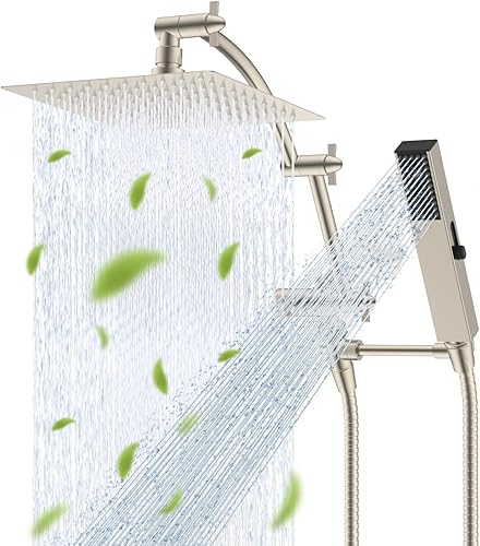 Miniatura 21 de Hibbent Alcachofa de ducha de lluvia filtrada todo metal de 12 pulgadas con combo de mano, varita de ducha de alta presión, brazo de extensión