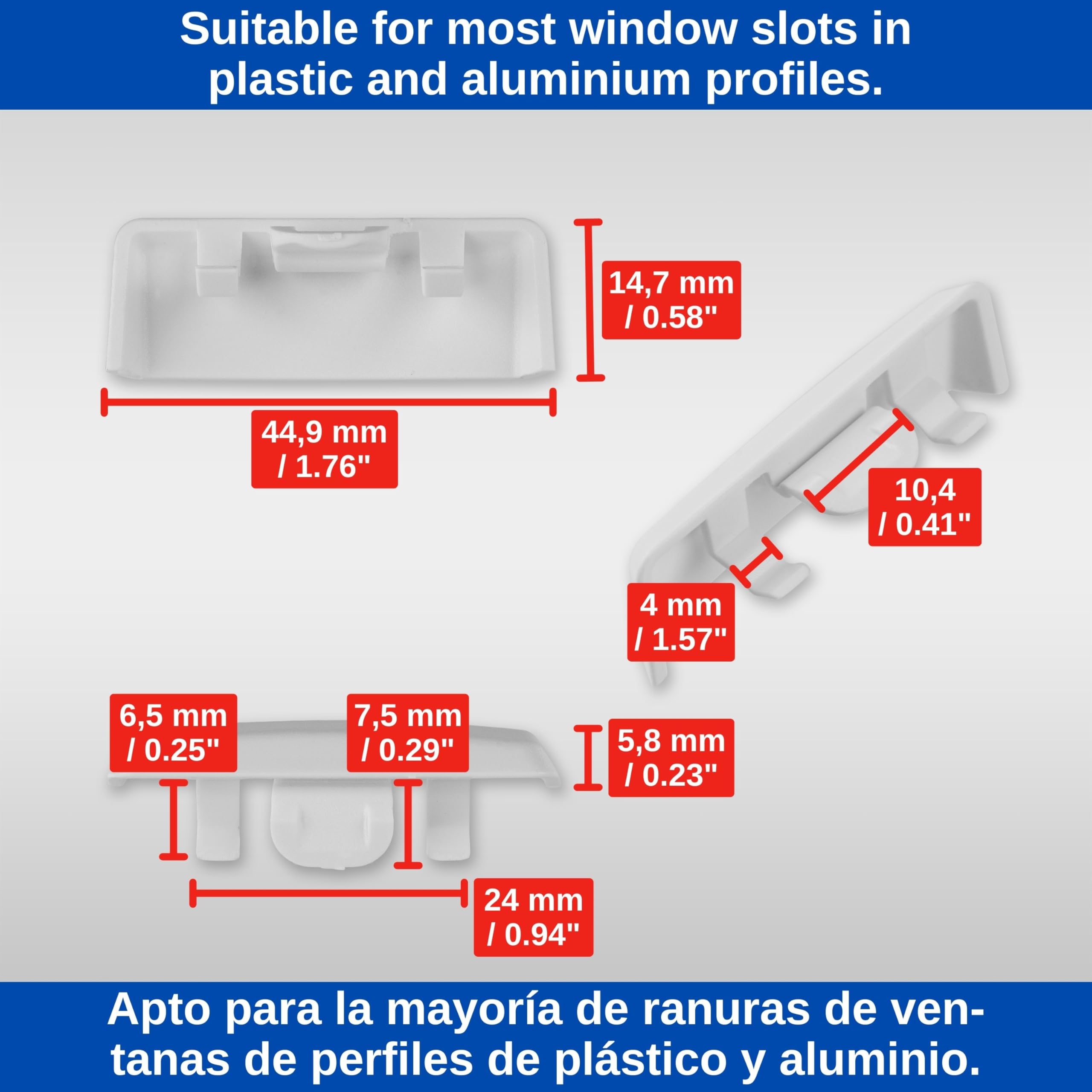 VOOXA Watersleufdoppen 25 standaard voor het frezen van sleuven, 20-34 x 5 mm RAL9016 wit