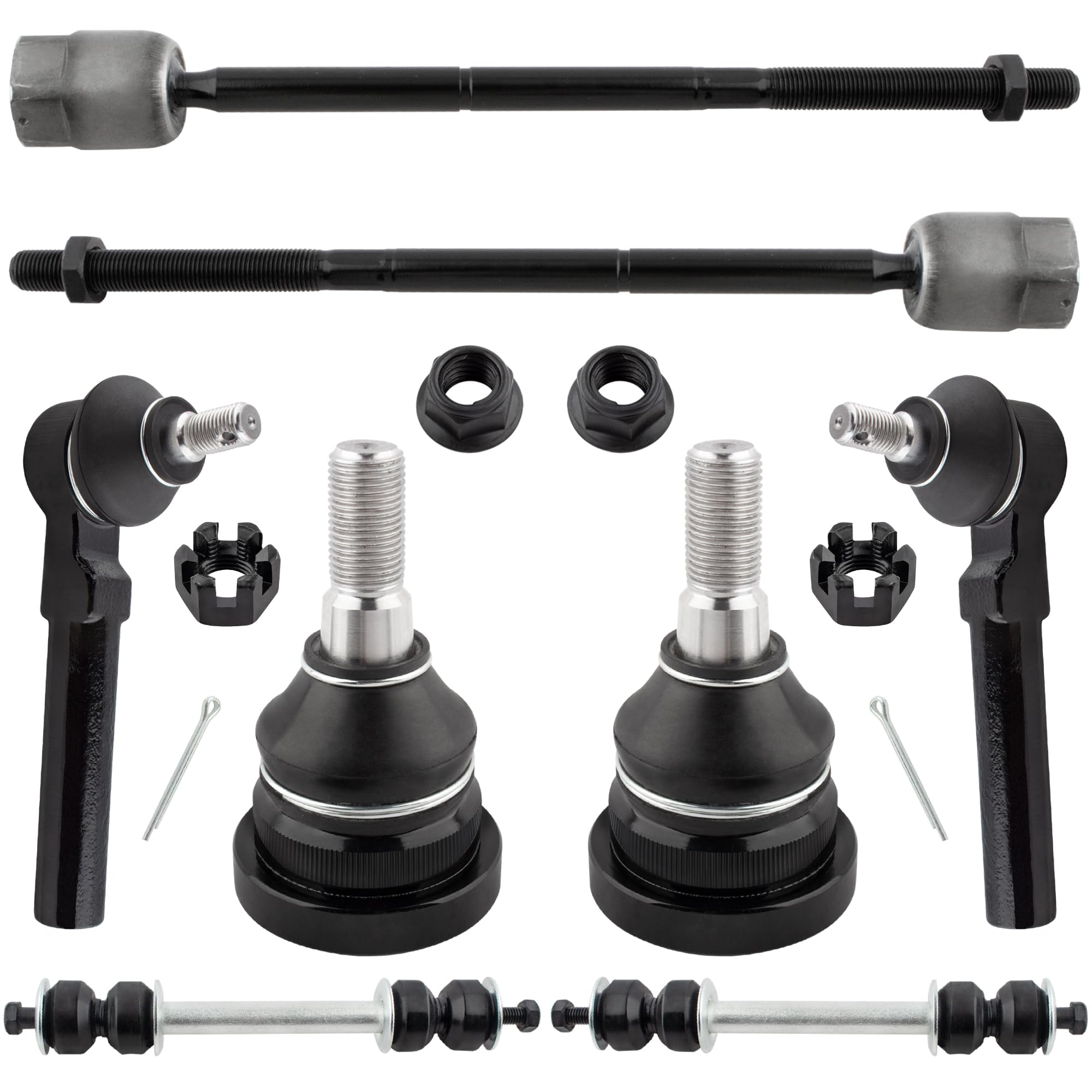 YMAUGP 8pcs Front Suspension Kit Lower Ball Joints Inner Outer Tie Rod Ends Sway Bar Link Kits For Ford Mustang 1994-2004 EV127 ES3184 K8749 K8848
