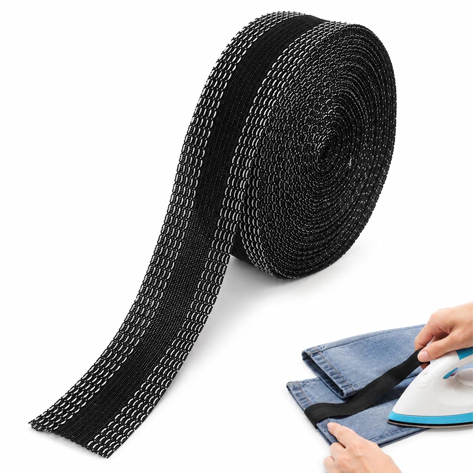 10M x 2.5cm Black Iron On Hemming Tape, Invisible Wonder Web Extra Strong No Sew Fabric Adhesive Tape for Trousers Jeans Dresses Skirts Clothes Alterations