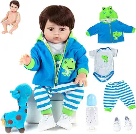 Brastoy Bebê Reborn Boneco Silicone Menino (48cm Girafinha Menino Boneco)