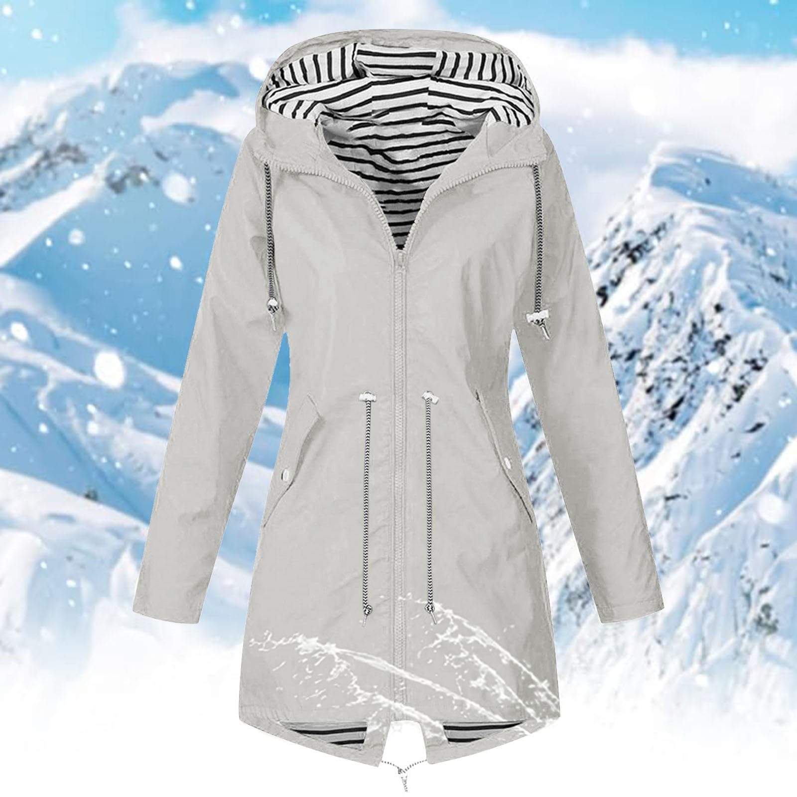 Giacca Impermeabile Donna, Giacca Antipioggia Antivento Giacca Casual con Cappuccio Giacca da Montagna Jacket Leggero Antivento Ripiegabile Giacca Antivento per Escursionismo, Camminata, Primaverile