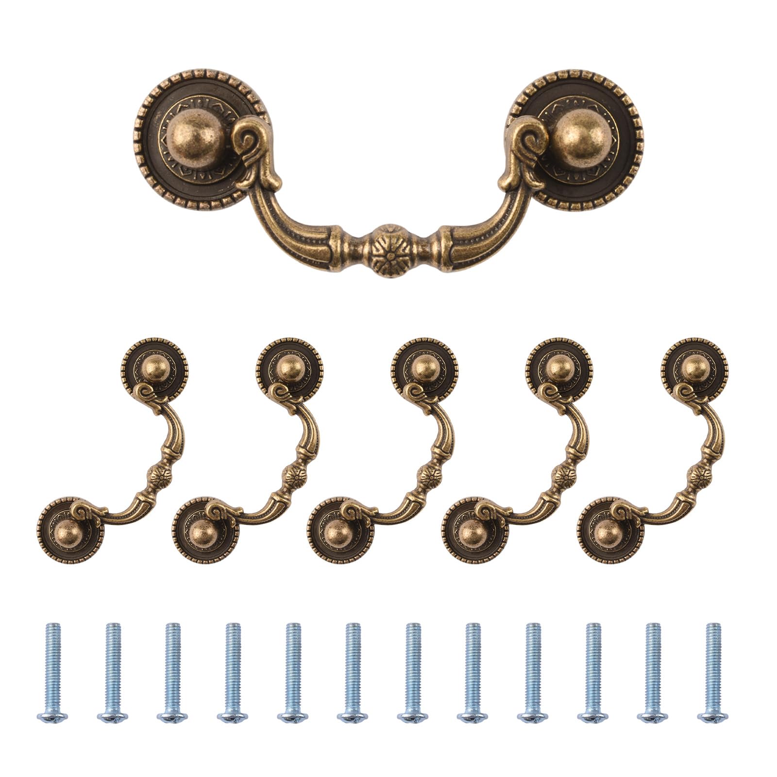 INCREWAY 6PCS Drop Bail Handle Pulls 64 mm Hole Spacing Antique Drawer Pulls Handles Furniture Door Hardware for Kitchen Cabinet Dresser — image 1