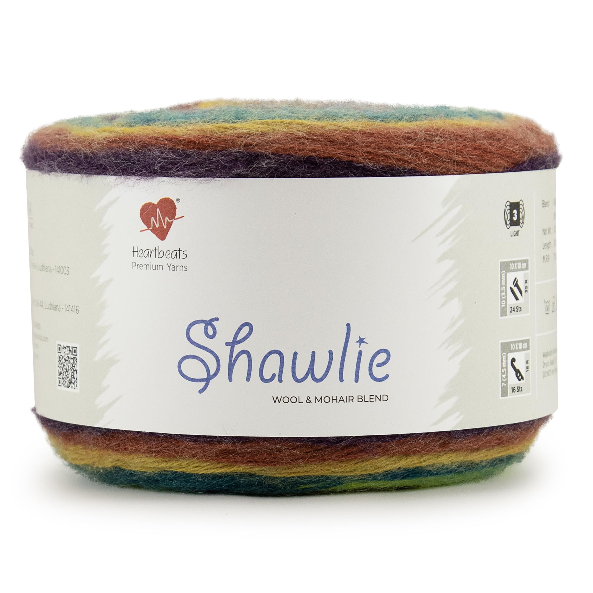 Heartbeats Shawlie Is A Premium Tri Blend Of Mohair, Wool & Acrylic. Pack Of 1 Ball - 150Gm.(Shl008), Multicolor (B0B5X3PN2N) Amazon Price History, Amazon Price Tracker