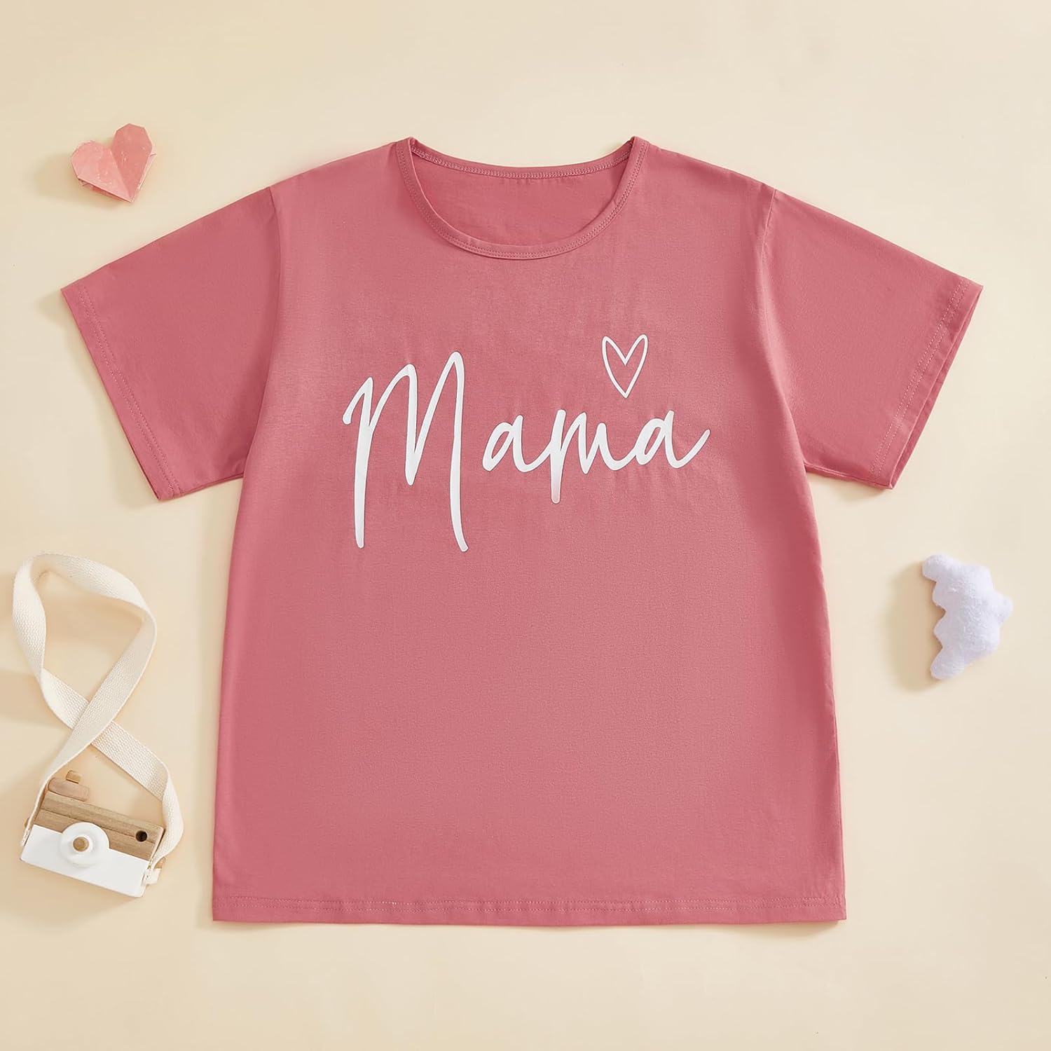 Mom and Daughter Matching Outfits Letter Heart Graphic Short Sleeve Baby Romper Mama Tee Mommy and Me Shirt - Image 6