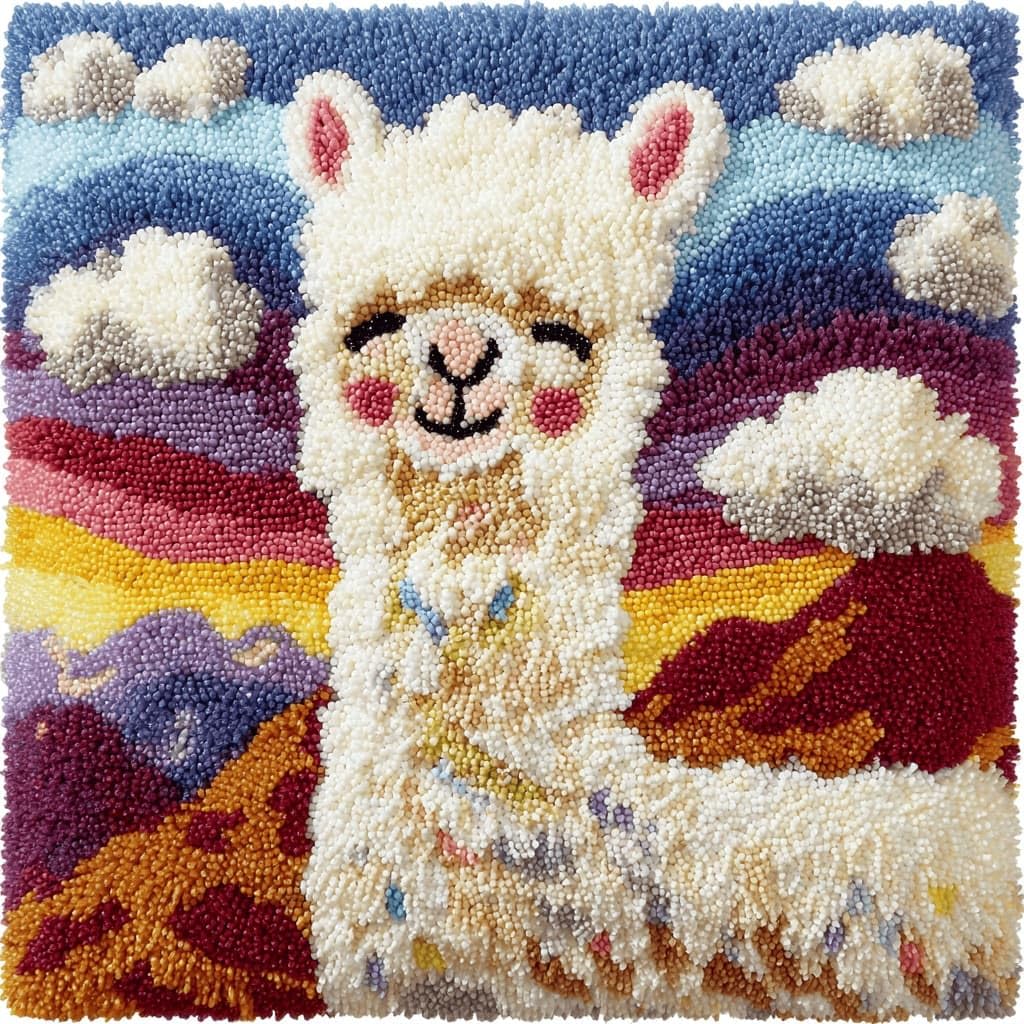 AxiangziK Latch Hook Pillow Kit for Adults,Alpaca 17X17In Latch Hook Kit for Pillow Cover with Instruction for Beginner Cross Stitch Sofa Cushion Cover with Crochet Yarn for Beginners and Home Decor