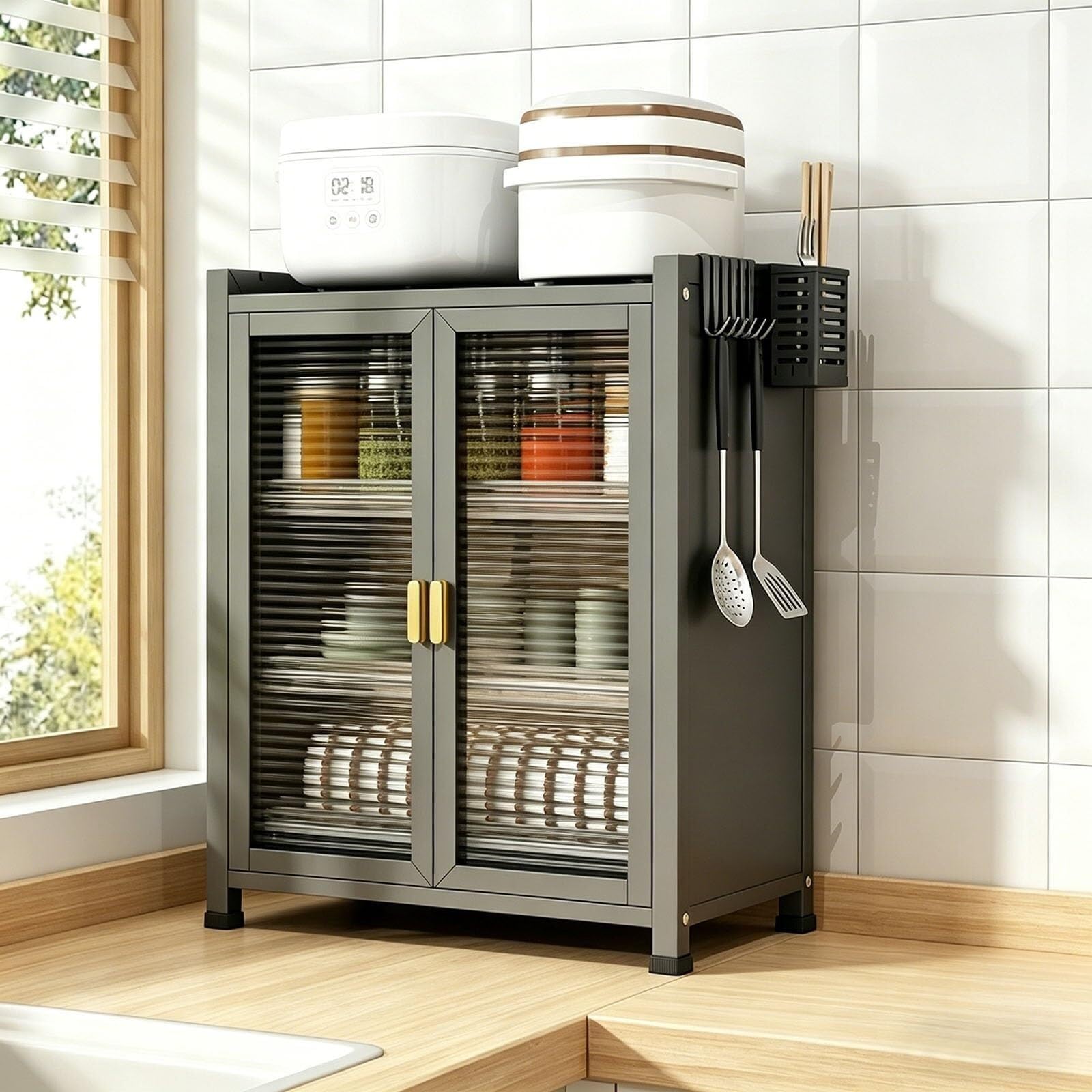Scolapiatti da Appoggio a 2‑3 Livelli con Copertura, Asciugapiatti per Bancone Cucina con Vassoio di Drenaggio, Organizer per Stoviglie, Bianco, 44,5 x 28 x 47 cm(Nero,57x28x47cm)