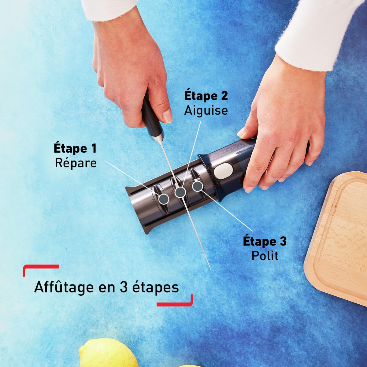Tefal K2090514 Aiguiseur De Couteaux Fresh Kitchen - 3 Modes Pour Couteaux En Acier Inoxydable