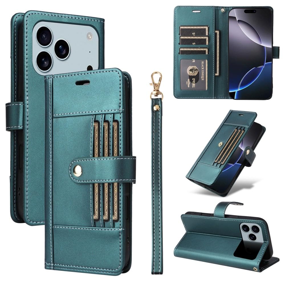 Coque iPhone 17 cuir bleu vert pour vos déplacements - 8