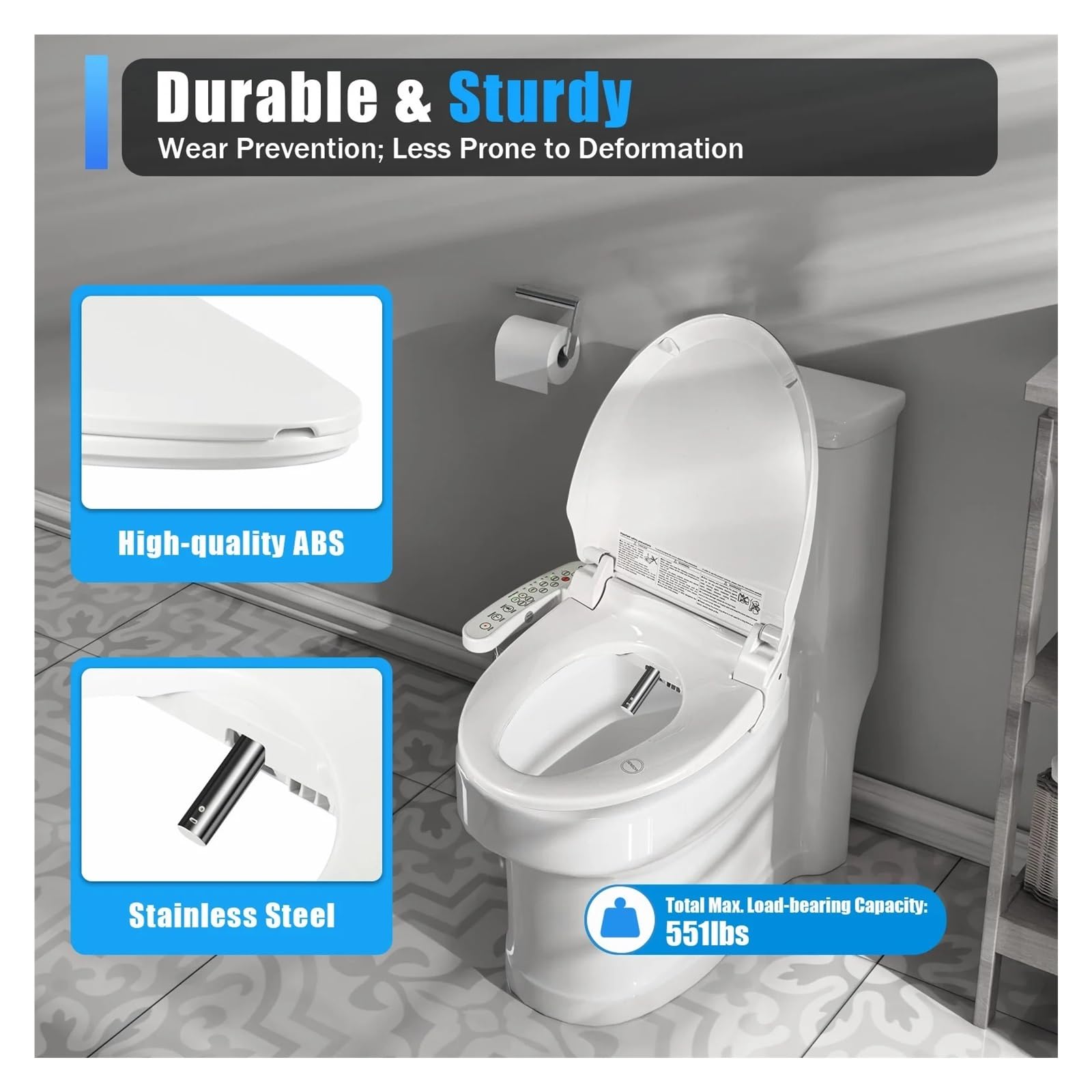 Sedile WC Elettrico 45 * 52 16 Cm Regolabile In Acciaio Con Temperatura Del Del'acqua For Servizi Igienici Nelle Case Ospedaliere Robusto E Confortevole