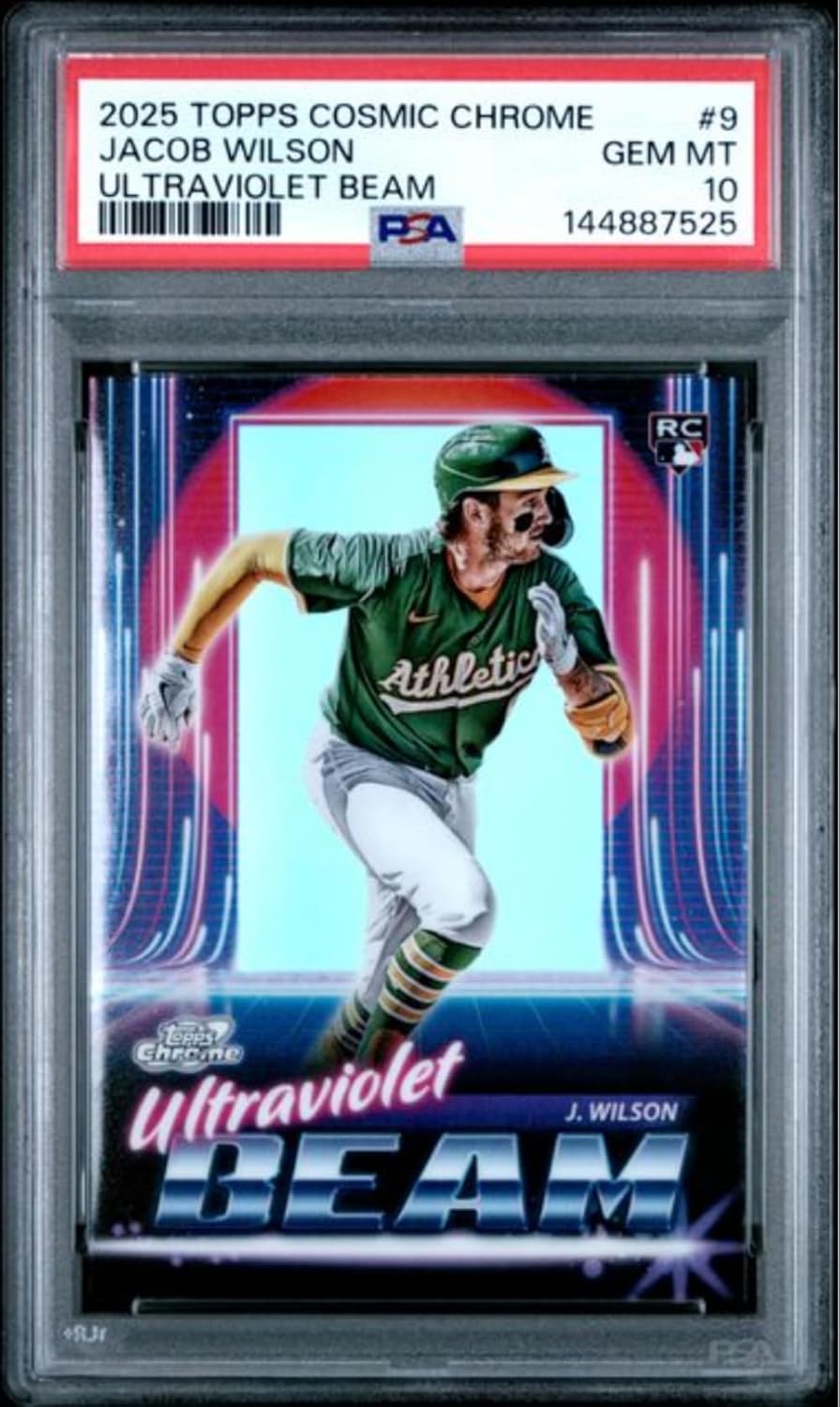 Graded 2025 Topps Cosmic Chrome Jacob Wilson #9 Ultraviolet Beam Rookie RC Baseball Card PSA 10 Gem Mint