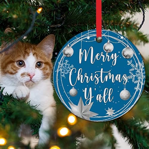 Miniatura 28 de Tree Decoration Ornaments Merry Christmas Y'all Ceramic Ornament Xmas Keepsake Gold Snowflake Ball Wreath Christmas Decor Welcome Winter Xmas