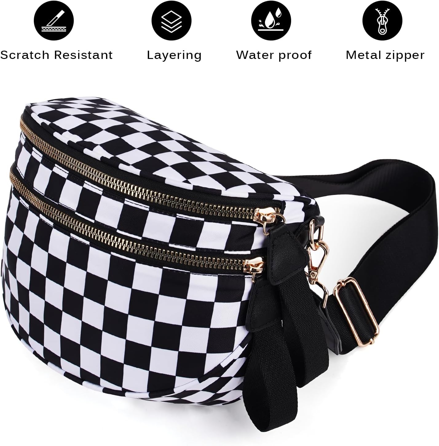 Checkered Crossbody Bag Nylon Bum Bags for Women Spacious Handbags Plus Size Sling Bag for Women Travel Purse - Image 6