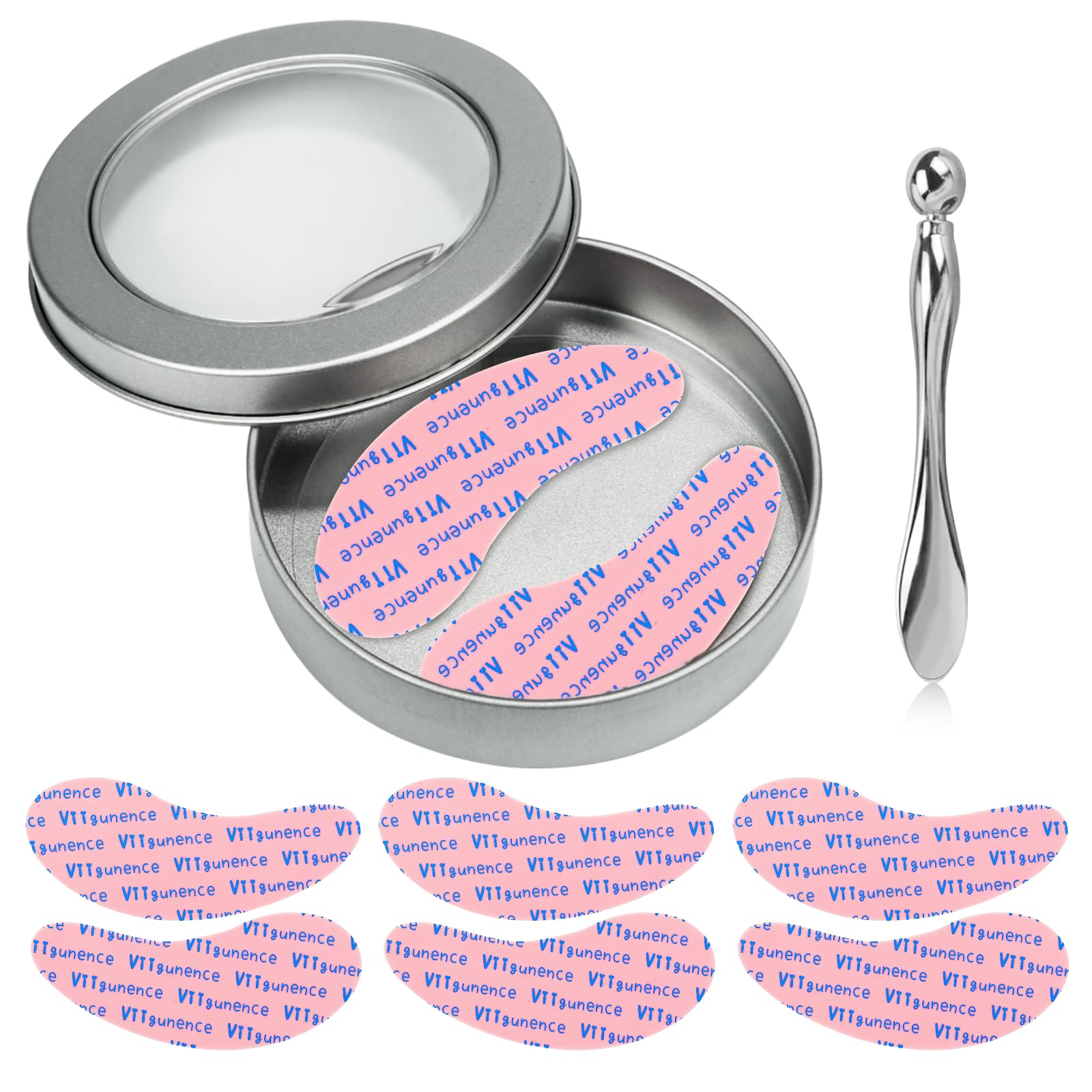 Under Eye Patches Silicone, 3 Pairs Reusable Under Eye Patches Mask Pad With Metal Cream Applicator, For Minimize Fine Lines Wrinkles, Visible Metal Case