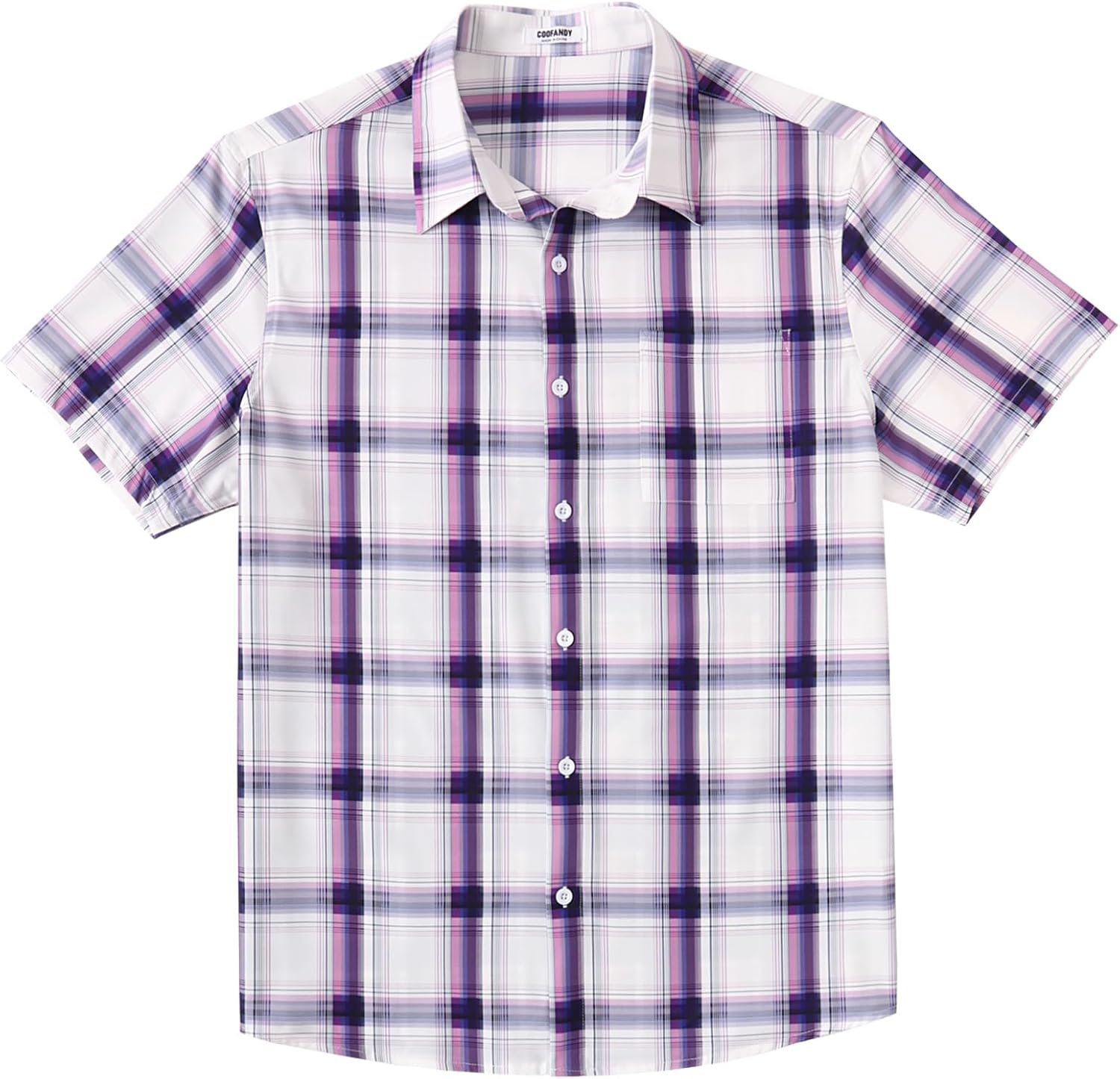 COOFANDY Mens Plaid Short Sleeve Button Down Shirts Regular Fit Casual Dress Shirts with Pocket - Image 6