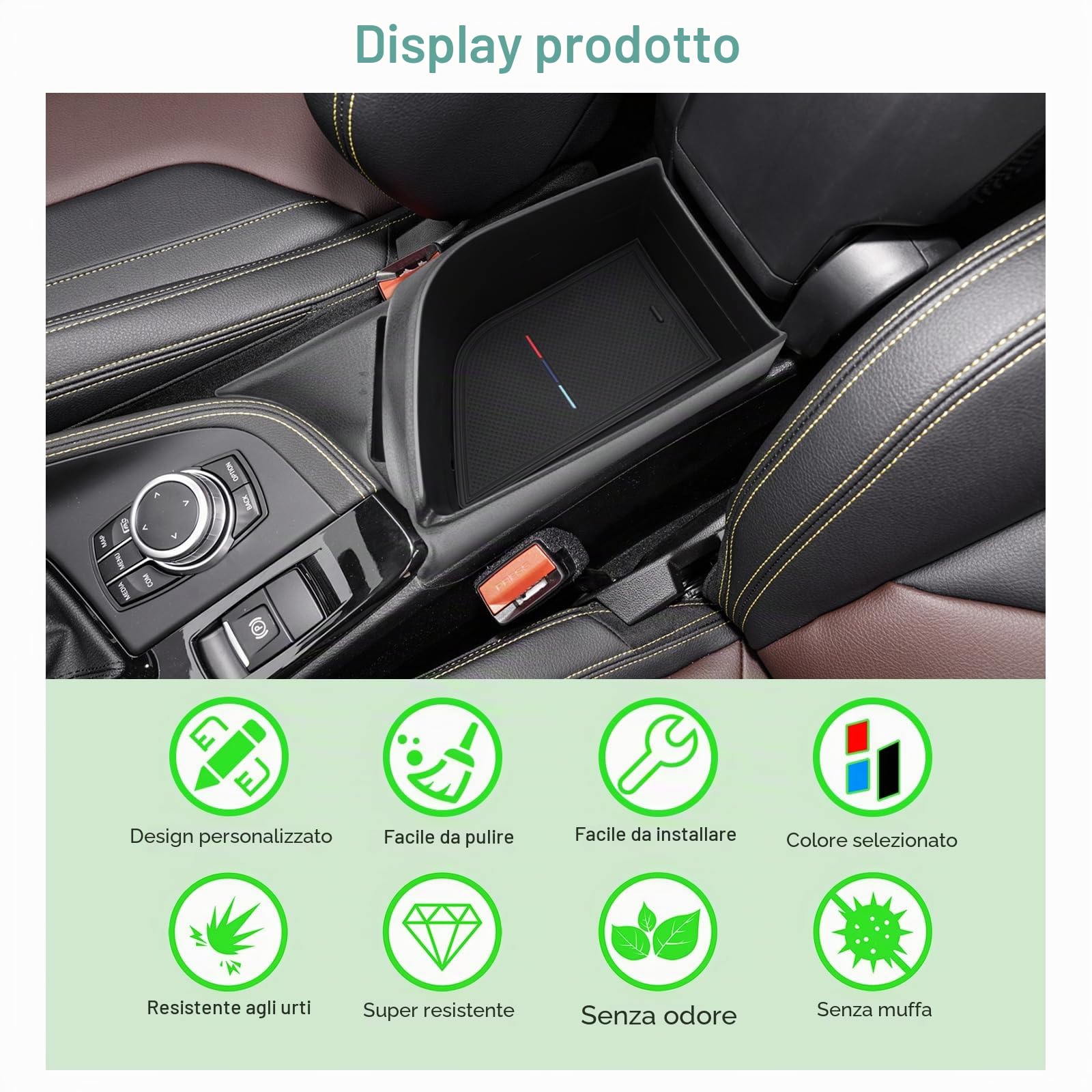 GAFAT Compatibile con BMW X1 F48/ X2 F39 2016-2022 Contenitore per Console Centrale, X1 F48 Organizer per Braccioli, Vano Portaoggetti, X1 F48 Accessori, X2 F39 Accessori (Nero)
