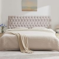 Vista 22 de Kingfun Cabecera tapizada para cama individual con diseño moderno de botones, cabecera ajustable de madera maciza, cabeceros acolchados de tela