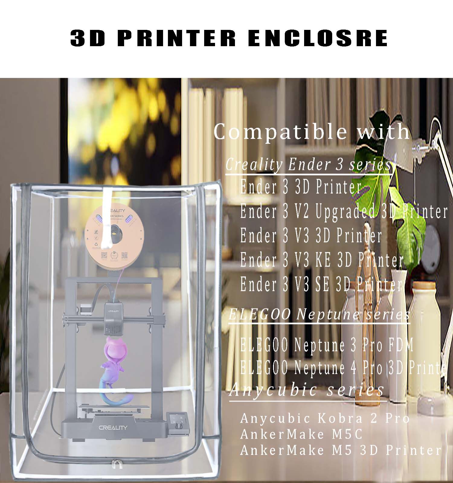 3D Drucker abdeckung,Staubschutzkappen,Geräuschreduzierung,Schutzabdeckung für Anycubic Kobra 2 Pro/2 Neo/2/I3 Mega S/ELEGOO Neptune 3Pro FDM/4 FDM/4Pro/AnkerMake M5C/Creality Ender 3 Serie 3D Drucker