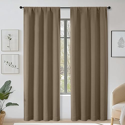 Miniatura 80 de OWENIE Sally Ever Green Cortinas Opacas para Dormitorio Sala de Estar 63 Pulgadas de Largo Juego de 2 Paneles, Aislamiento Térmico Ahorro de Energía