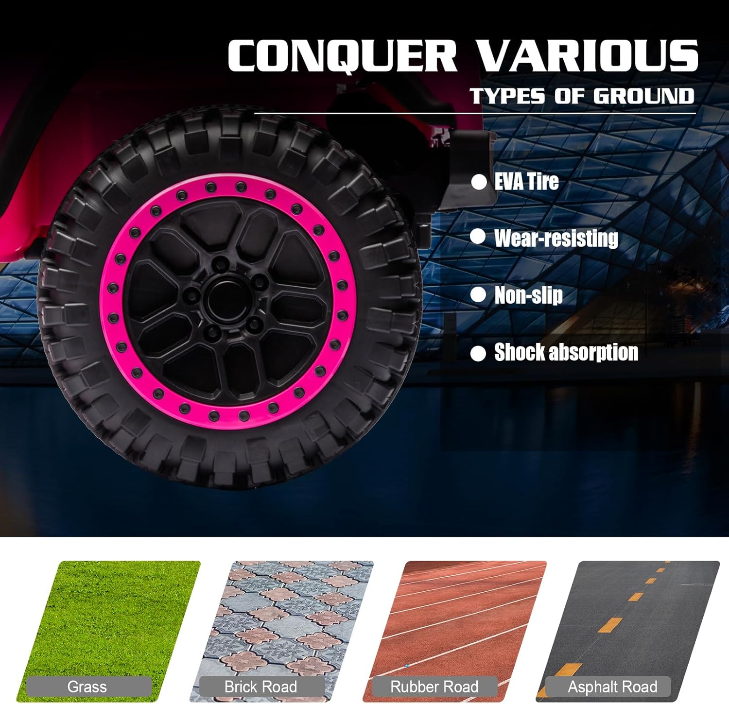 TAICO Kids Ride on Truck 24V 2WD Electric Cars Toy Battery Powered Off-Road Electric Vehicle 3 Speeds Ride on Jeep Car with Parents Remote Control LED Lights, Music Player, Boys Girls Age 3+