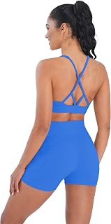Sunzel Strappy V Neck Criss Cross Back Sports Bra for Women