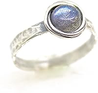 Vista 71 de Anillo de plata de ley con piedras preciosas para mujer, anillo apilable de piedra martillada, anillo de piedra natal