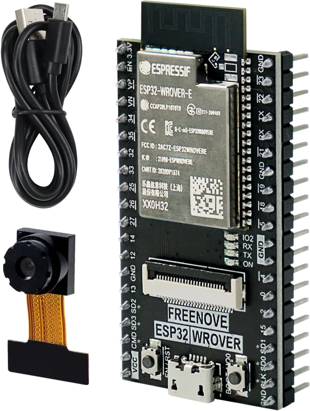FREENOVE ESP32-WROVER CAM Board (Compatible with Arduino IDE), Onboard Camera Wireless, Python C Code, Detailed Tutorial, Example Projects