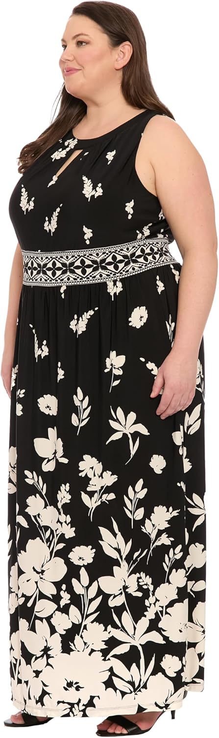 London Times Women's Sleeveless Empire Waist Halter Maxi-Summer Wedding Guest a Line Long Dress - Image 2