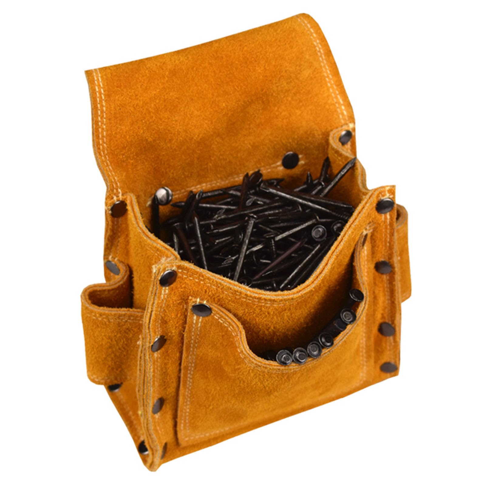 Bolsa de Herramientas de Bolsillo en la Cintura para Carpintero, cinturón de Cuero Duradero para Clavos con diseño Ajustable, Almacenamiento de Gran Capacidad para Herramientas de