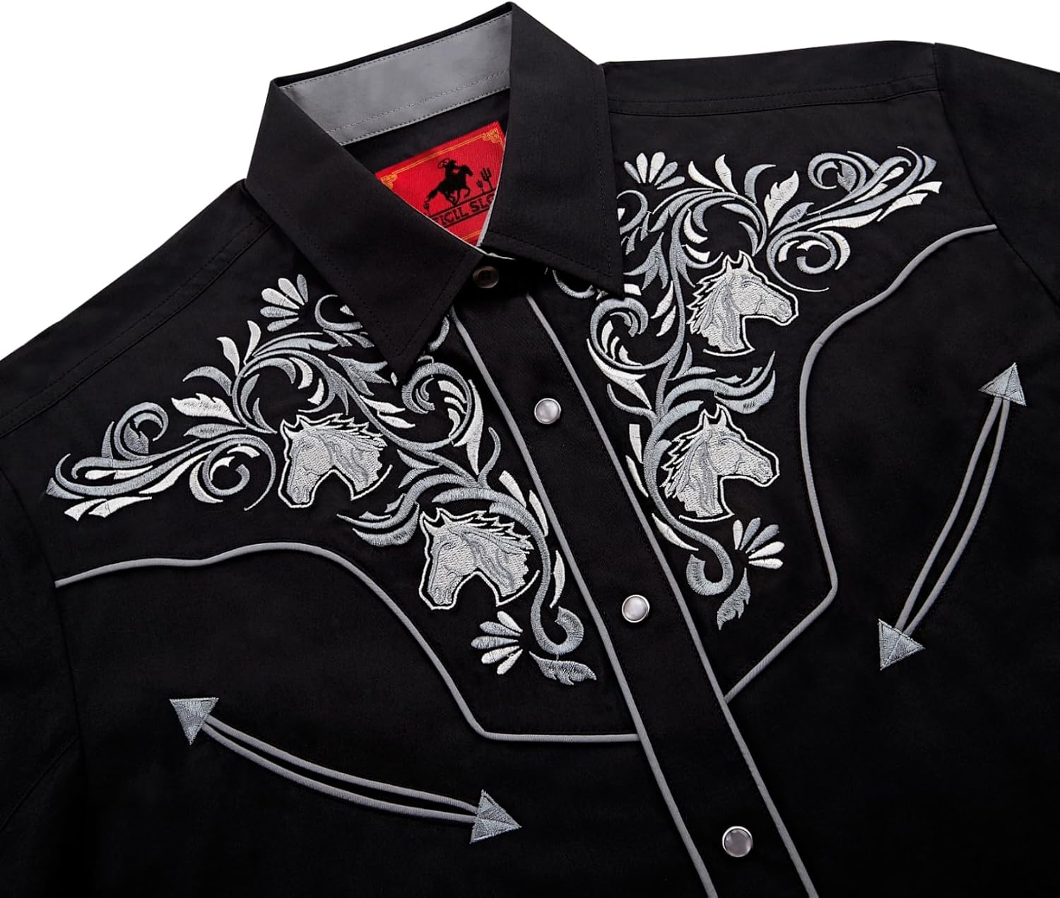 Men's Western Cowboy Shirt Embroidered Exquisite Long Sleeve Regular Fit Snap Button Down Shirts - Image 3