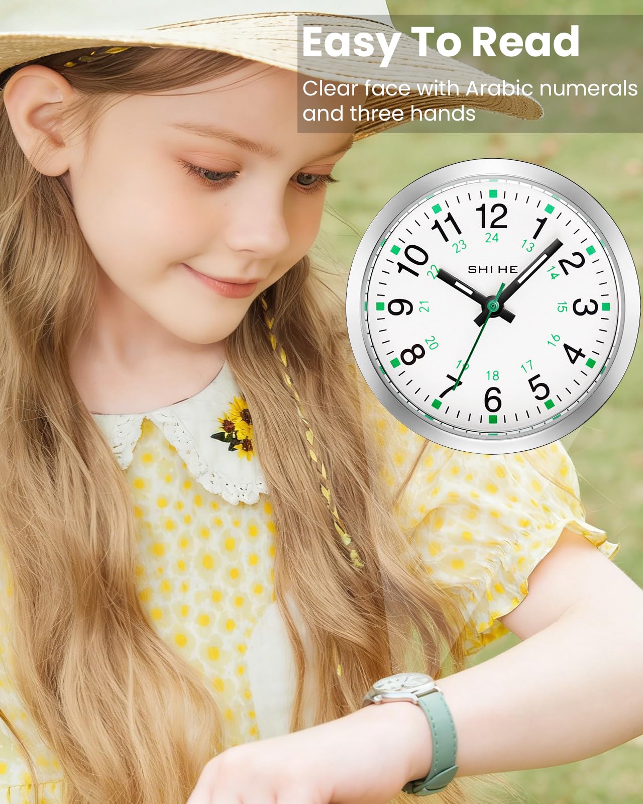 CIVO Montre Enfant Fille Garcon 5-14 Ans: Analogique Cadran Facile à Lire avec Grands Chiffres - Montre d'apprentissage Étanche Bracelet en Cuir - Cadeaux d'anniversaire pour Enfants