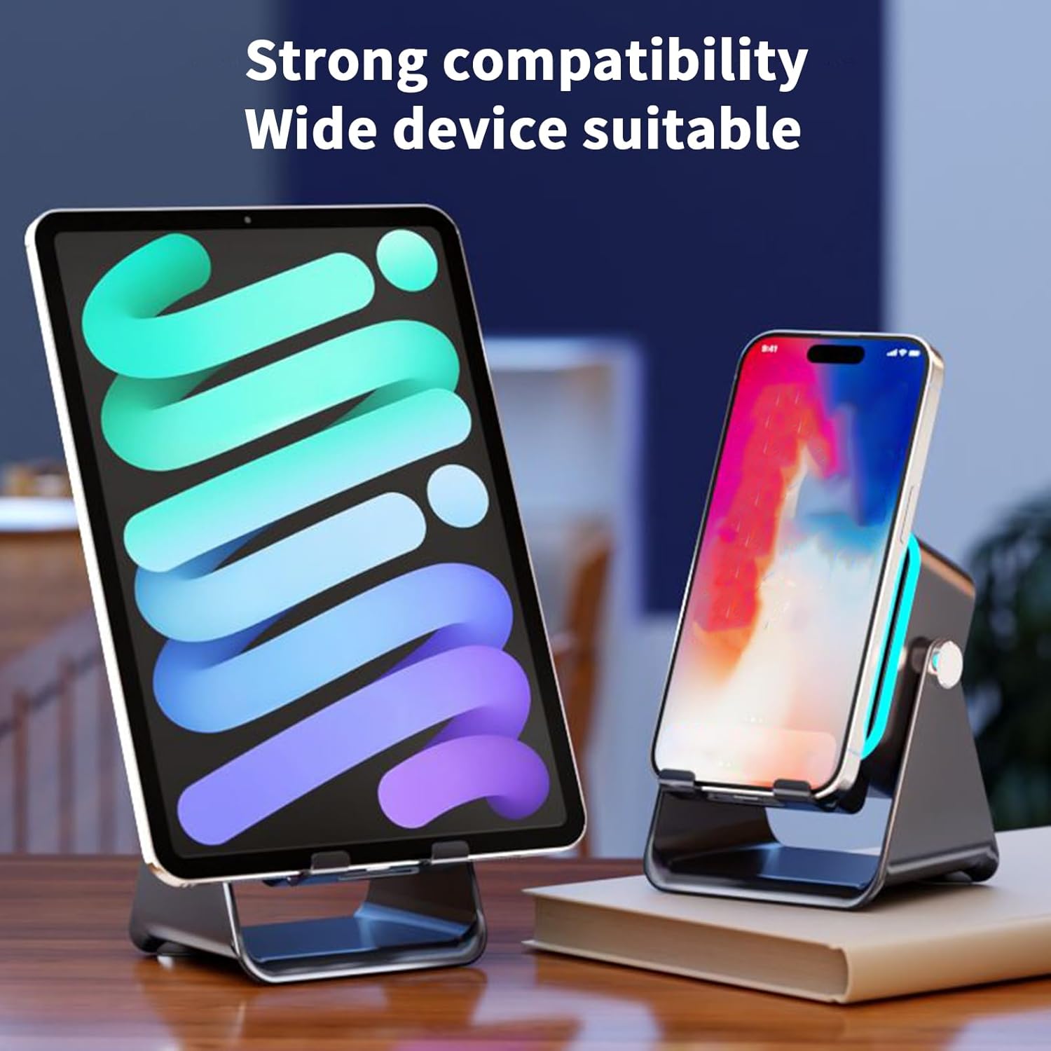 Induction Speaker with Phone Stand Wireless Induction Audio 12.1x7.3x5.9cm Speaker Amplifier with Light 10W Phone Holder Smartphone Bracket
