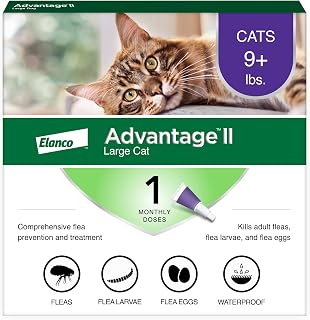 Advantage II Large Cat Flea Treatment & Prevention - Vet-Recommended, Kills Fleas in 12 Hours, 30-Day Waterproof Protection for Cats 9+ lbs