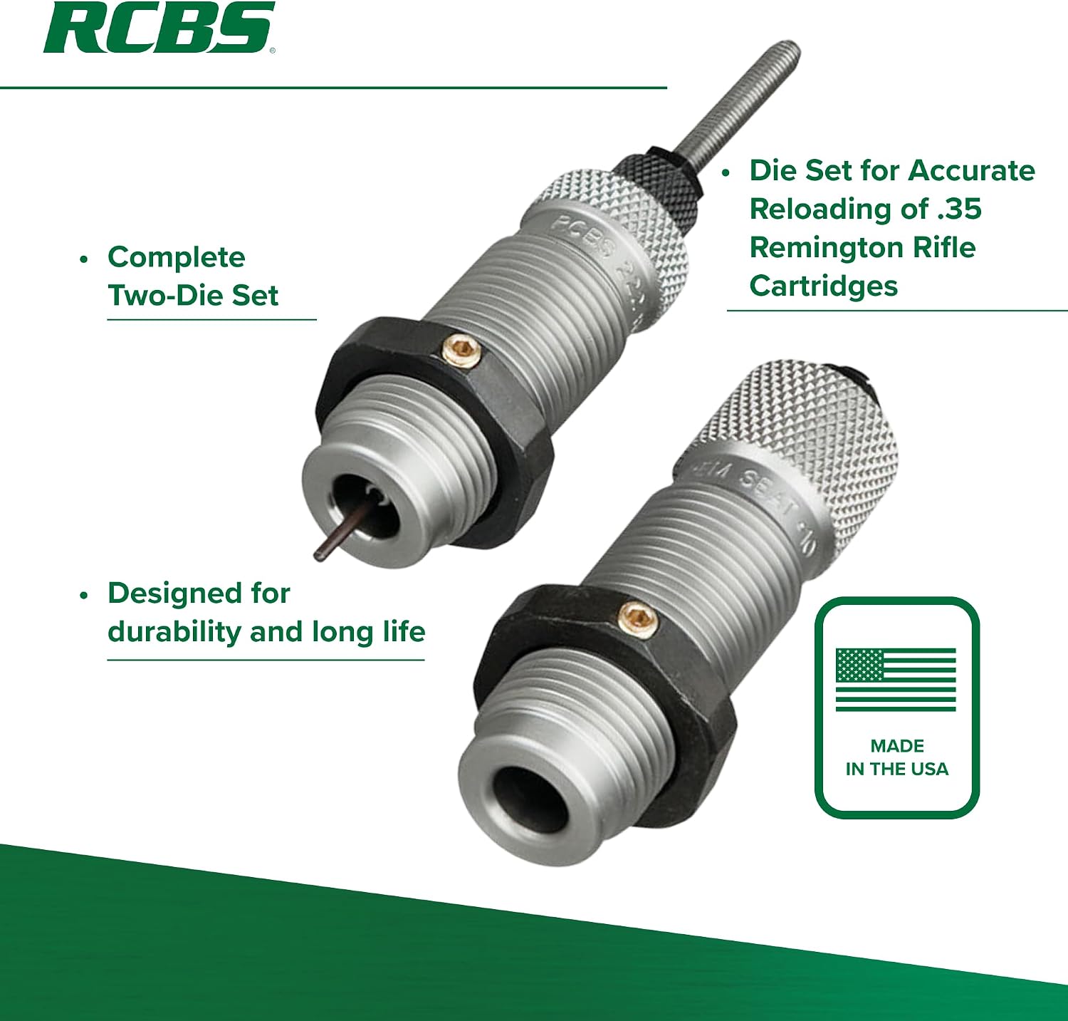 RCBS Full-Length Die Set .35 Rem, Reloading Die Set for Accurate Reloading of .35 Remington Rifle Cartridges