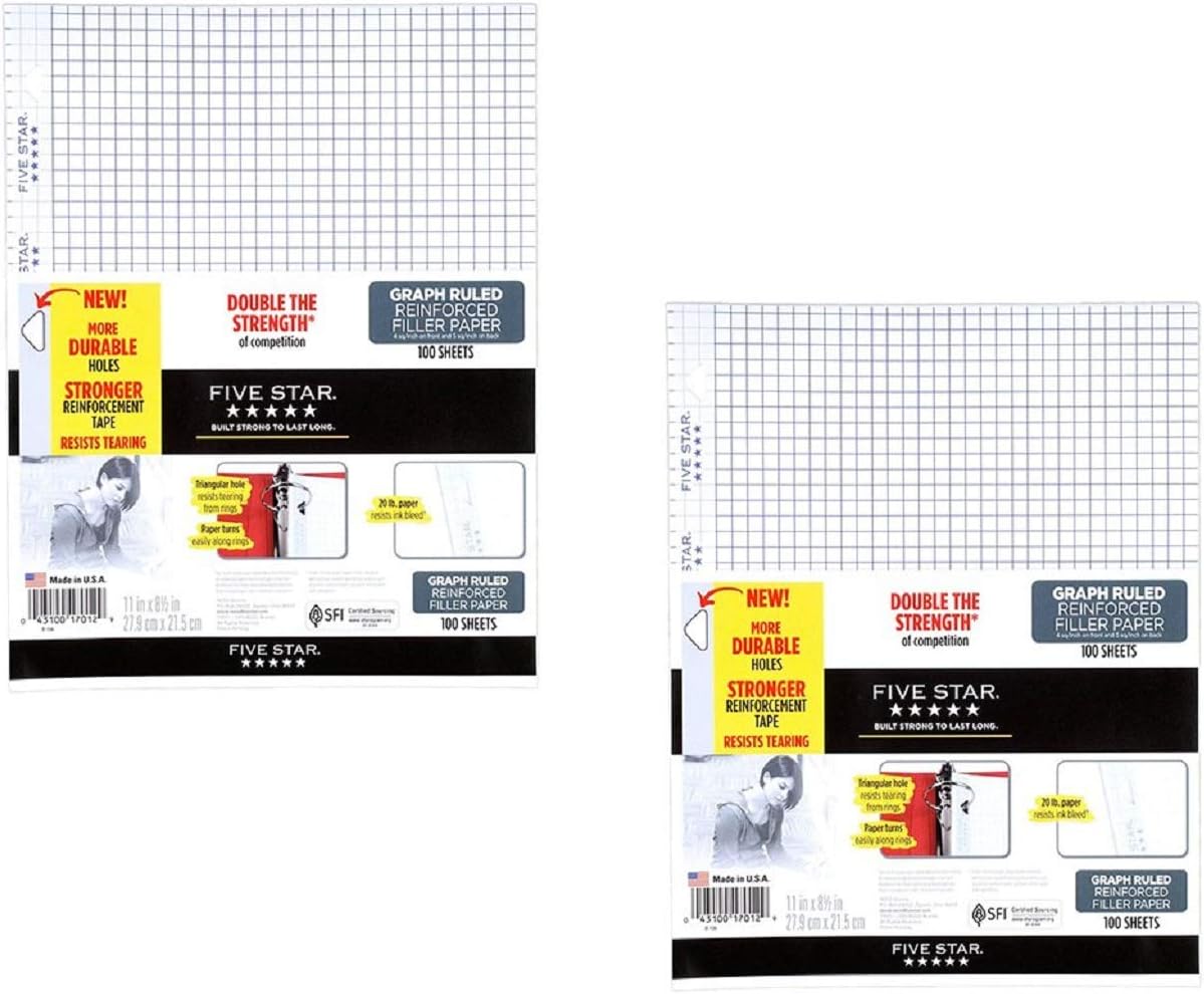 Five Star Filler Paper, Graph aZcbu Ruled, Reinforced