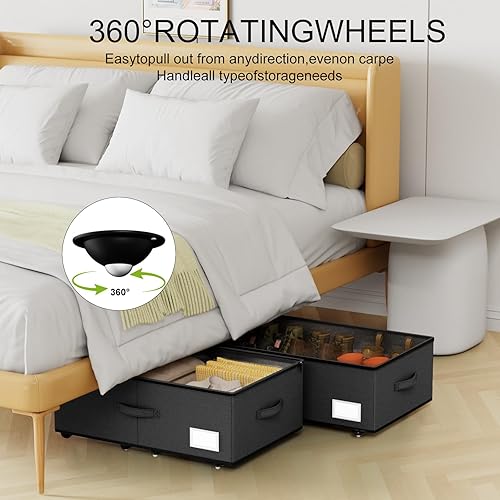 Miniatura 5 de Almacenamiento debajo de la cama con ruedas, organizadores de almacenamiento de zapatos debajo de la cama, contenedores de almacenamiento debajo de