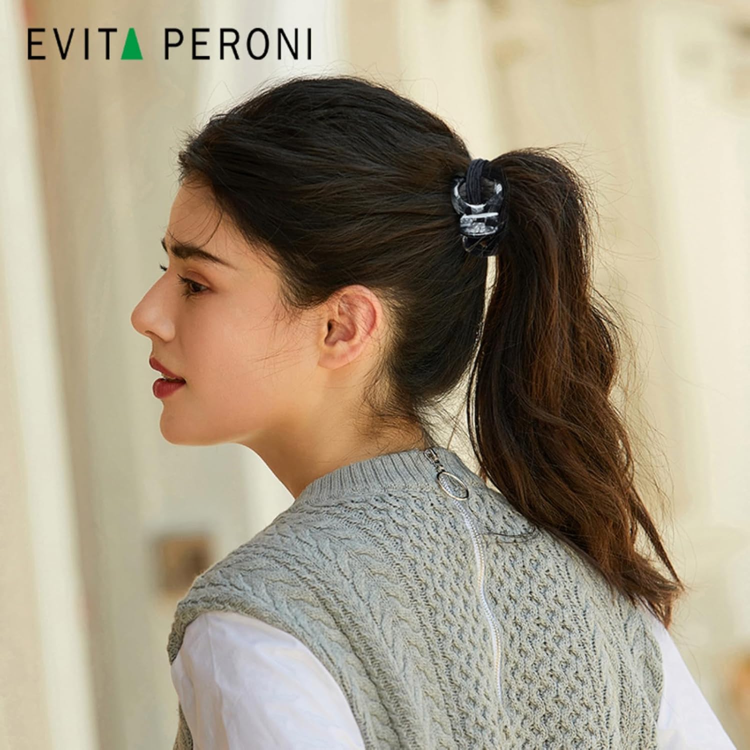 EVITA PERONI Hair Claw Clips for Thick Hair Women Small Hair Clips for Women Strong Hold Ponytail Hair Clip No Slip Jaw Clamps Girls-Gray