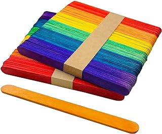 KTOJOY 100 Pcs Colored Craft Sticks Ice Cream Natural Wood Popsicle Craft Sticks 4.5 inch Length Treat Sticks Ice Pop Sticks for DIY Crafts