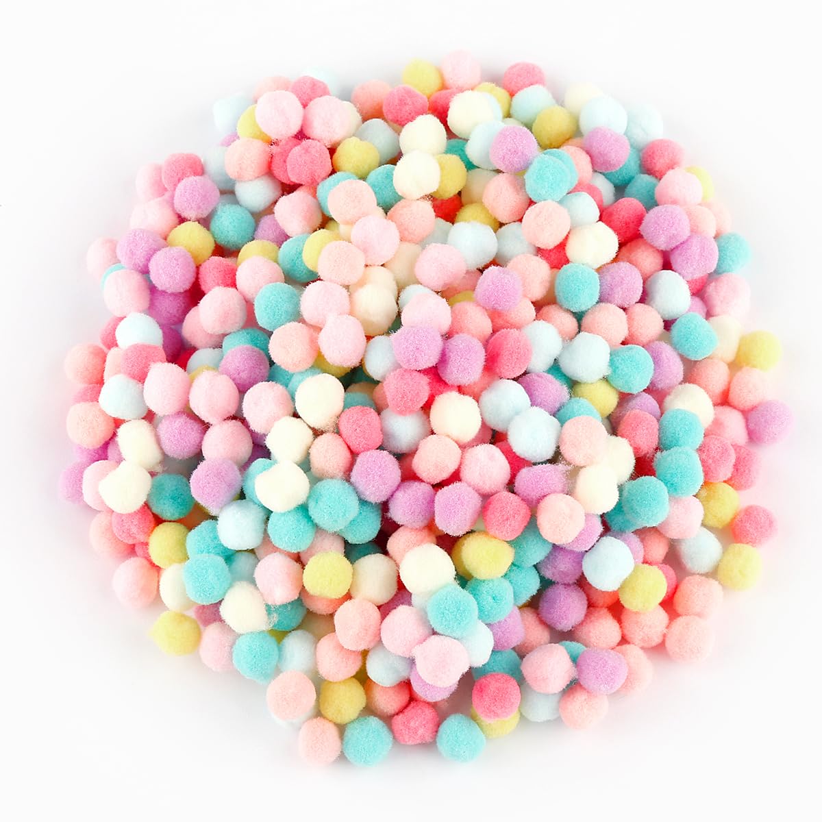 Thyonta 500PCS Children's Handmade Colourful Pom Poms High Elastic Handmade DIY Colourfast Macaroon Coloured Pom Suitable for Parties, Gathering