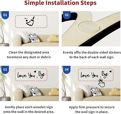 Miniatura 8 de Letrero de madera con texto en inglés "Love You Bye" para decoración del hogar, decoración de pared bohemia para sala de estar, entrada de pasillo,