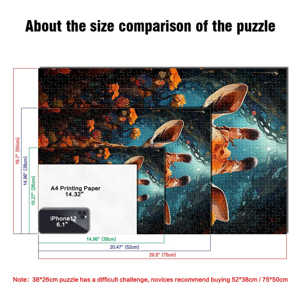 Puzzle 2000 pièces pour Adolescents Girafe dans Un Jardin paradisiaque Jeu de Quiz Offrir en Cadeau à Toute la Famille 70x100cm