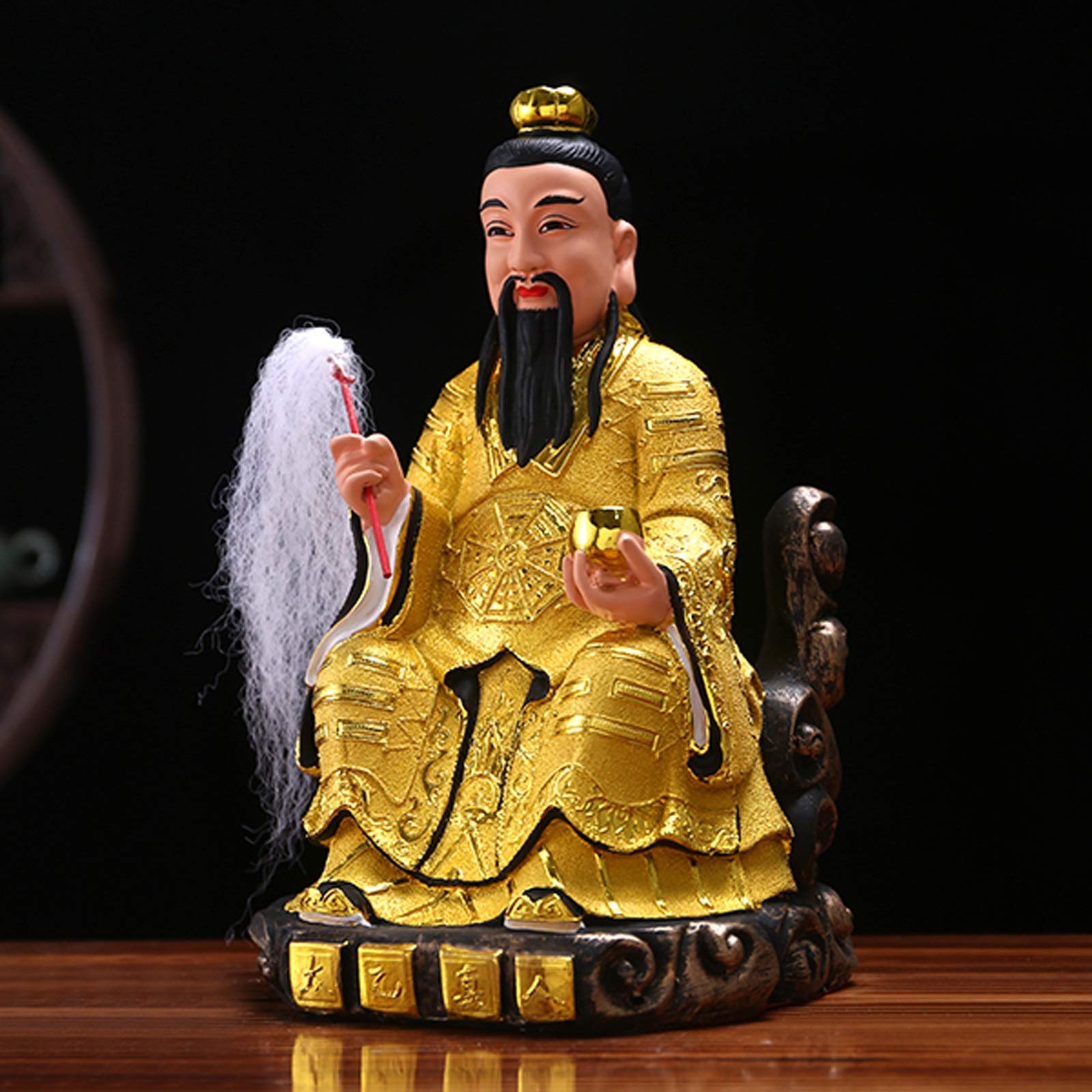Estatuas de Feng Shui Regalo de Feng Shui chino Figura mitológica tallada a mano Buda Decoración de la oficina en el hogar Decoración de mesa de resina de 11,8 pulgadas Regalos de buena suerte (dora