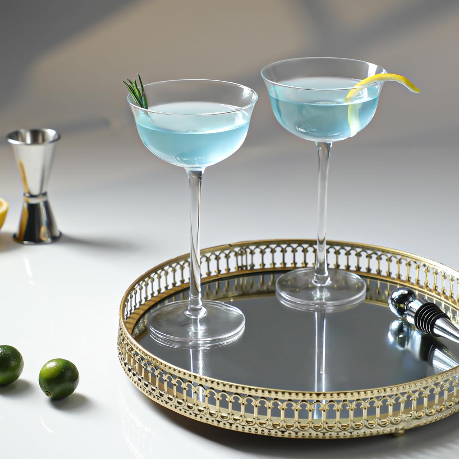 Hand Blown Crystal Nick & Nora Cocktail Glasses | 5.5oz | Set of 4 Elegant Stemware for Martini, Manhattan, Cosmopolitan & Classic Cocktails | Crystal Glass with Gift Box - Image 2