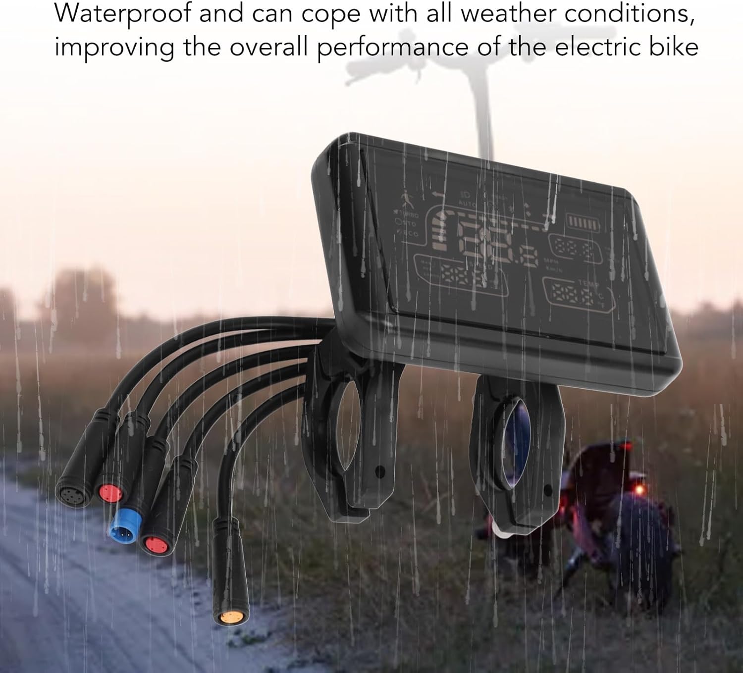 Electric Bike Panel, Water Proof Display Panel Speed Gear Power Mode Indicator Meter Universal Controller with 5 Wire Cable for Electric Bikes Modification