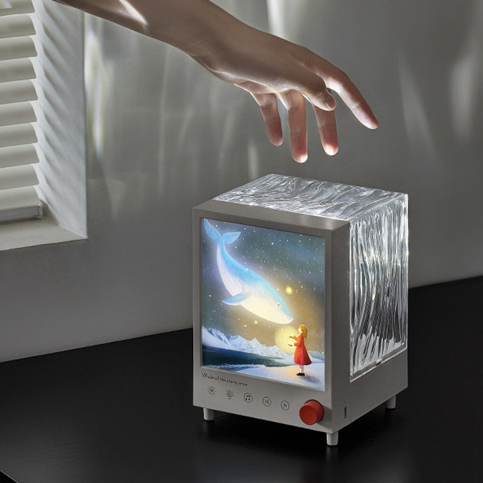 Luocute Proiettore di Luci Ambientali, Luce Notturna con Proiezione D'acqua a 7 Colori con Altoparlante e 8 Suoni di Rumore Bianco, per Camera da Letto, Bagno, Soggiorno, Relax,
